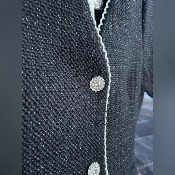 🆕 AQUA Black Tweed Lace Trim Button Front Dress Bloomingdale’s Office Size M - Picture 10 of 16